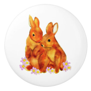Bouton De Porte En Céramique Amour de lapin
