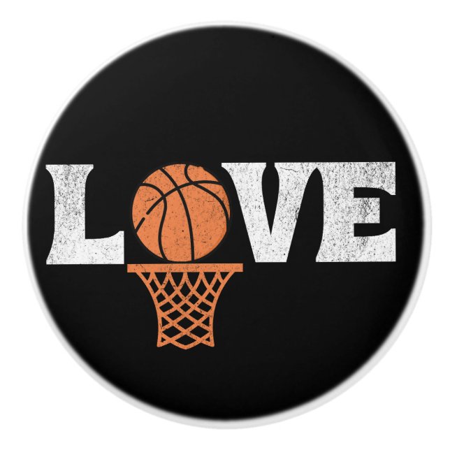 Bouton De Porte En Céramique Amour du basket-ball (Devant)