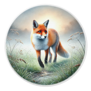 Bouton De Porte En Céramique Amoureux des renards mignons