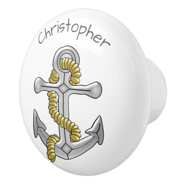 Bouton De Porte En Céramique Anchor Design Personalised (Droite)