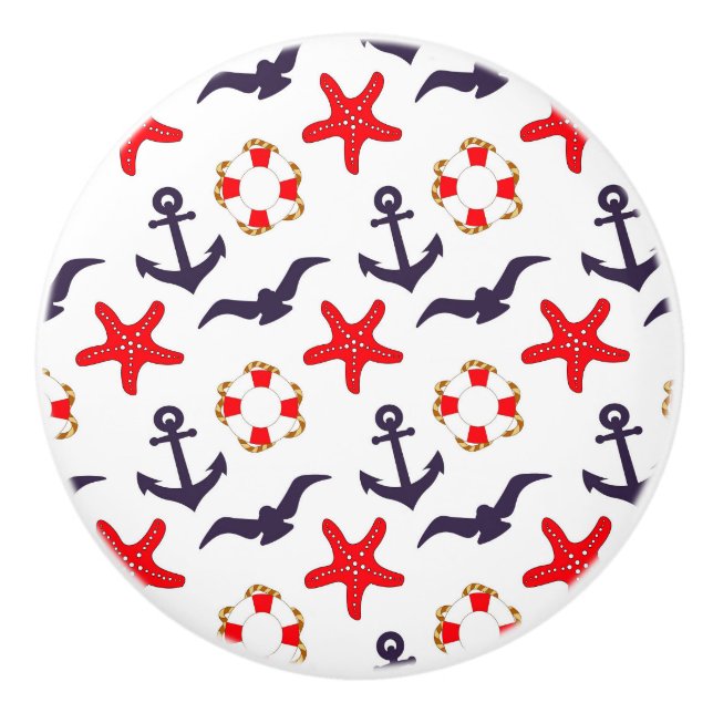 Bouton De Porte En Céramique Ancre maritime (Devant)