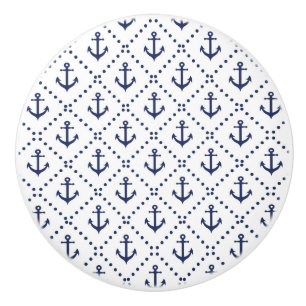 Bouton De Porte En Céramique Ancre maritime