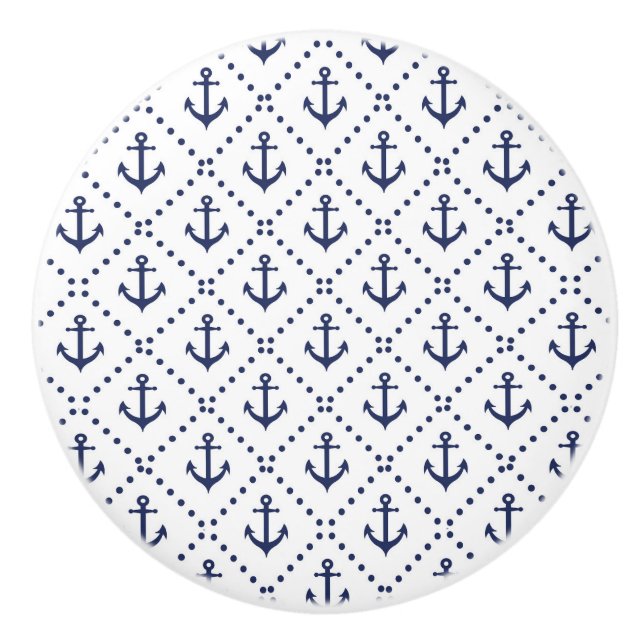 Bouton De Porte En Céramique Ancre maritime (Devant)