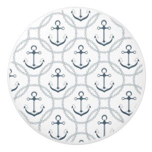Bouton De Porte En Céramique Ancre maritime