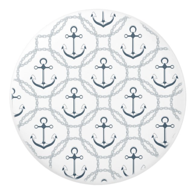 Bouton De Porte En Céramique Ancre maritime (Devant)