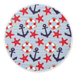 Bouton De Porte En Céramique Ancre maritime