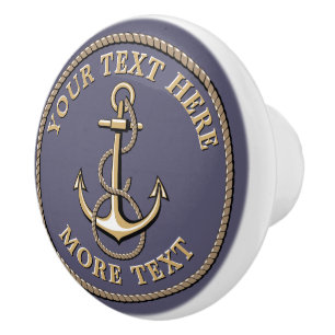 Bouton De Porte En Céramique Ancre Nautique Et Modèle De Cordes