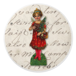 Bouton De Porte En Céramique Ange de Noël victorien - coeur de pain d'épices 