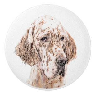 Bouton De Porte En Céramique Anglais Setter Orange Belton Peinture Chien Art