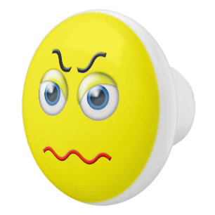 Bouton De Porte En Céramique Angry Face Emoji