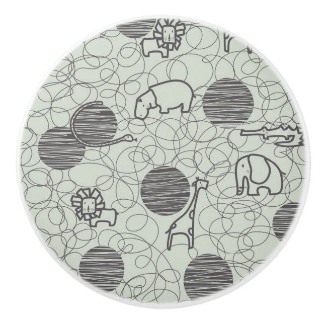 Bouton De Porte En Céramique animaux 1 de safari (Devant)