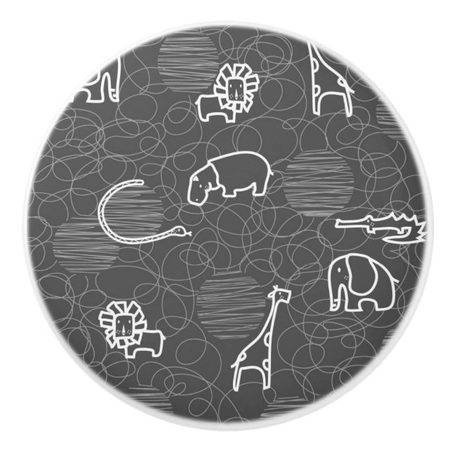 Bouton De Porte En Céramique animaux 5 de safari (Devant)