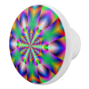 Bouton De Porte En Céramique Anneaux de couleur arc-en-ciel Fouet fractal