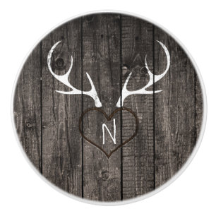 Bouton De Porte En Céramique Antlers de cerfs rustiques et Dresseur de pays de