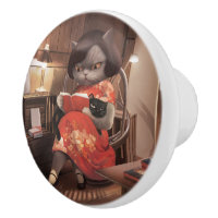 Après-midi bibliothèque cosy - Chat vintage lo-fi