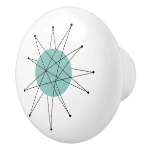 Bouton De Porte En Céramique Aqua Blue Franciscan Starburst Mid Century Moderne