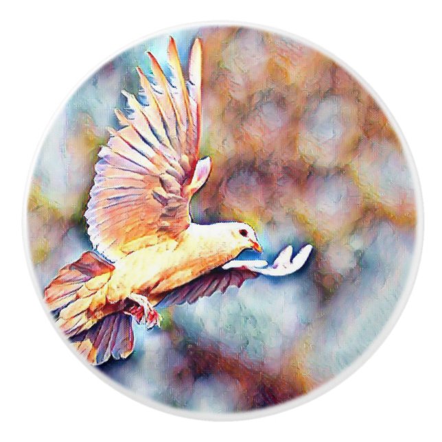 Bouton De Porte En Céramique aquarell dove (Devant)