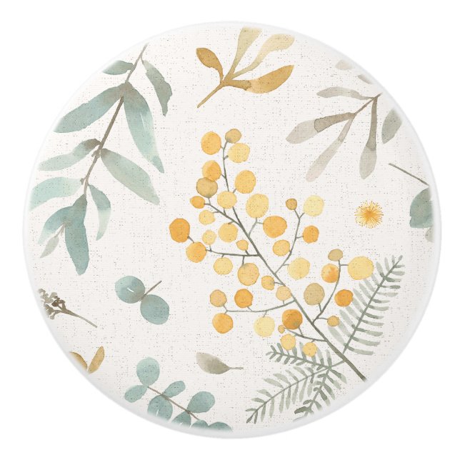 Bouton De Porte En Céramique Aquarelle australienne d'acacia et d'eucalyptus (Devant)