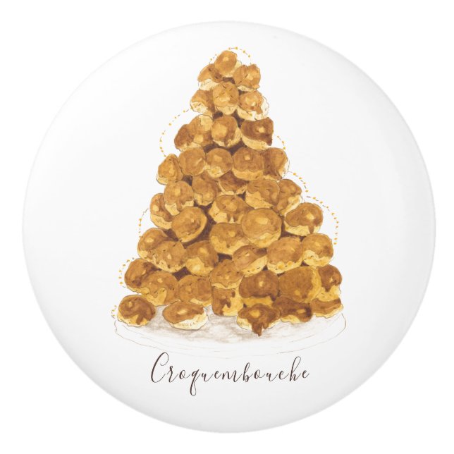Bouton De Porte En Céramique Aquarelle Croquembouche (Devant)