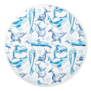 Bouton De Porte En Céramique aquarelle dauphin poisson sans soudure motif, daup