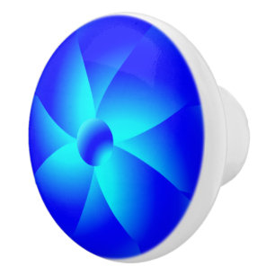 Bouton De Porte En Céramique Aquarelle florale bleu néon
