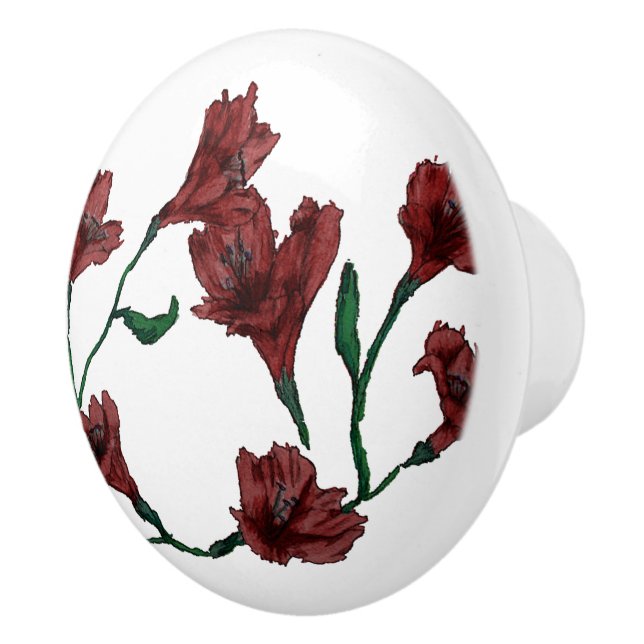 Bouton De Porte En Céramique Aquarelle florale de Bourgogne (Droite)