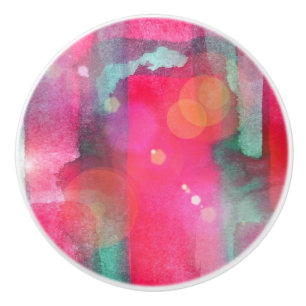 Bouton De Porte En Céramique Aquarelle peinte par résumé d'éclat de Sun