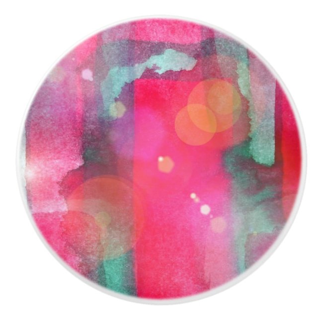 Bouton De Porte En Céramique Aquarelle peinte par résumé d'éclat de Sun (Devant)
