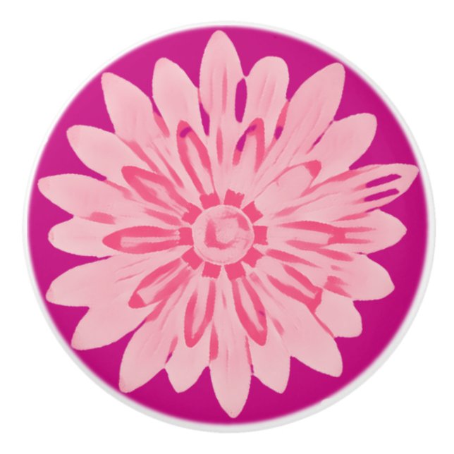 Bouton De Porte En Céramique Aquarelle rose (Devant)