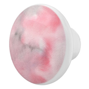 Bouton De Porte En Céramique Aquarelle rose pastel Texture