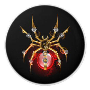 Bouton De Porte En Céramique Araignée en vapeur noire