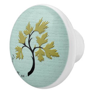 Bouton De Porte En Céramique Arbre dansant personnalisé Vert olive