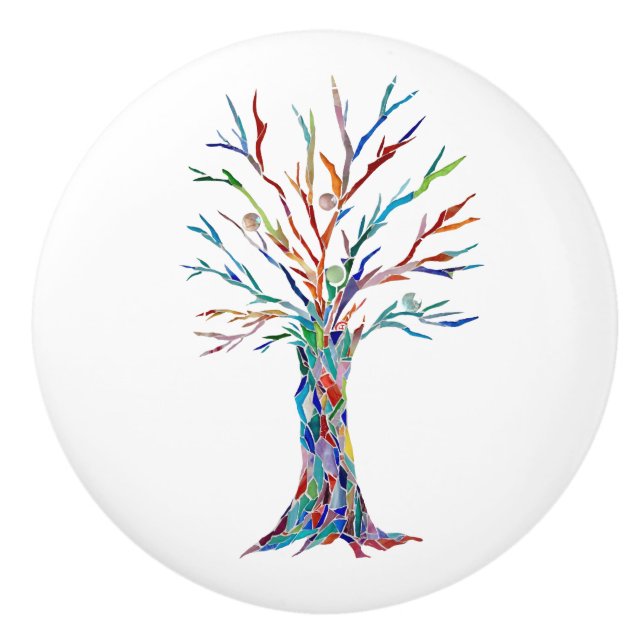 Bouton De Porte En Céramique Arbre de vie  (Devant)