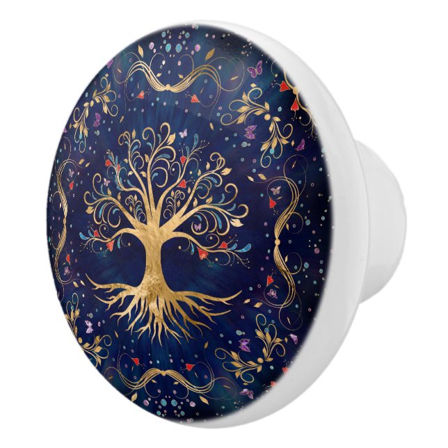 Bouton De Porte En Céramique Arbre de vie coloré - Yggdrasil (Droite)