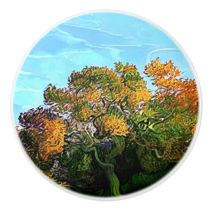 BOUTON DE PORTE EN CÉRAMIQUE ARBRES D'AUTOMNE