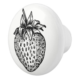 Bouton De Porte En Céramique Armoire à fraise noire et blanche Remise en état d