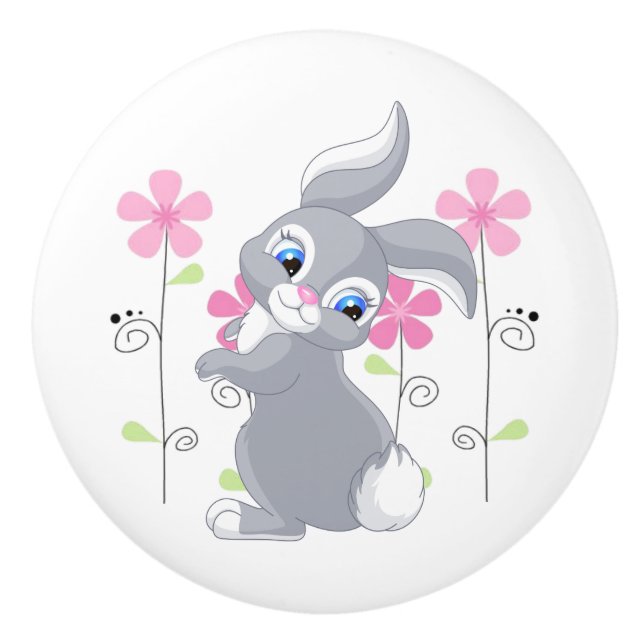 Bouton De Porte En Céramique Armoire céramique Knob-Bunny (Devant)