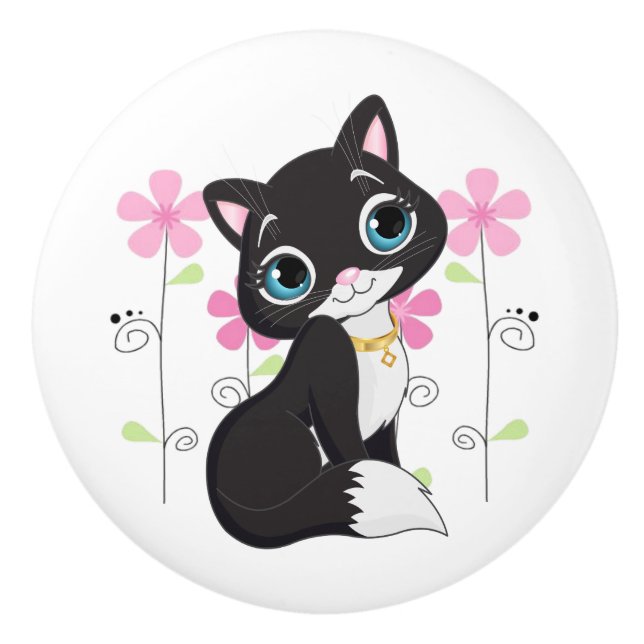 Bouton De Porte En Céramique Armoire céramique Knob-Kitty (Devant)