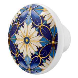 Bouton De Porte En Céramique Armoire de tiroir à motifs floraux Art Déco
