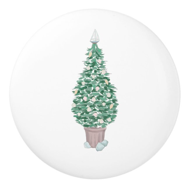 Bouton De Porte En Céramique Armoire en céramique de Noël côtier (Devant)