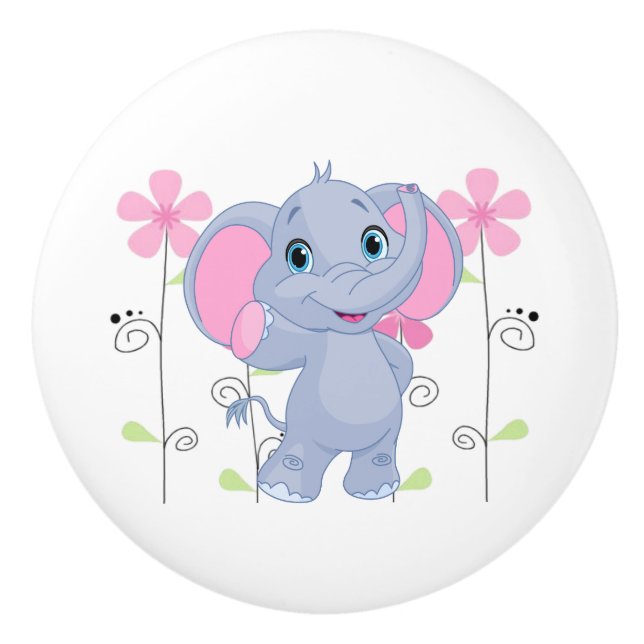 Bouton De Porte En Céramique Armoire en céramique Knob-Elephant (Devant)