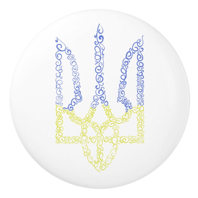 Bouton De Porte En Céramique Armoiries de l'Ukraine trident motif de la spirale (Devant)