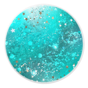 Bouton De Porte En Céramique Arrière - plan à huile Turquoise de la menthe