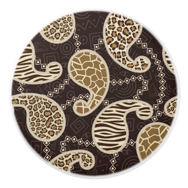 Bouton De Porte En Céramique Arrière - plan de style de Paisley (Devant)