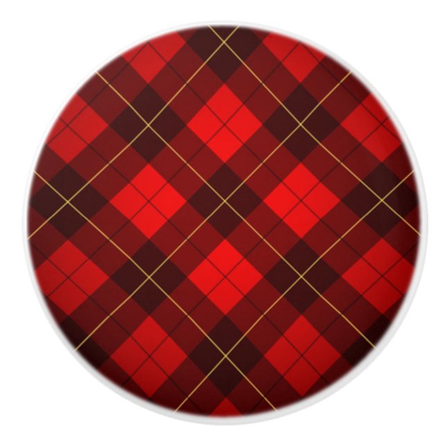 Bouton De Porte En Céramique Arrière - plan de tartan de Wallace (Devant)