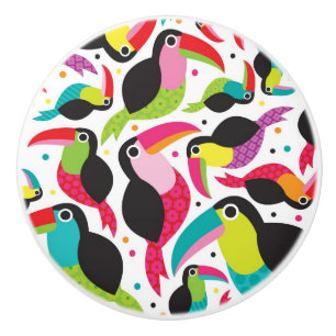 Bouton De Porte En Céramique arrière - plan exotique d'oiseau de toucan du