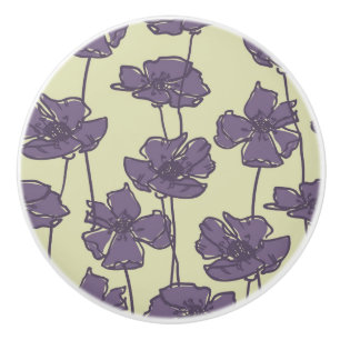 Bouton De Porte En Céramique Arrière - plan floral vintage de motif d'art