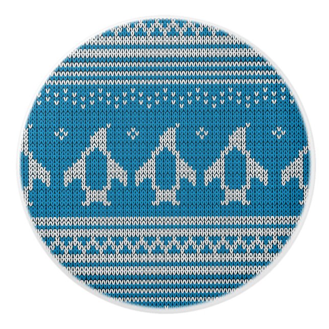 Bouton De Porte En Céramique Arrière - plan tricoté par bleu (Devant)