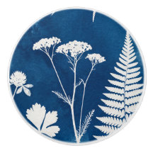 Art botanique de fougère au cyanotype bleu indigo