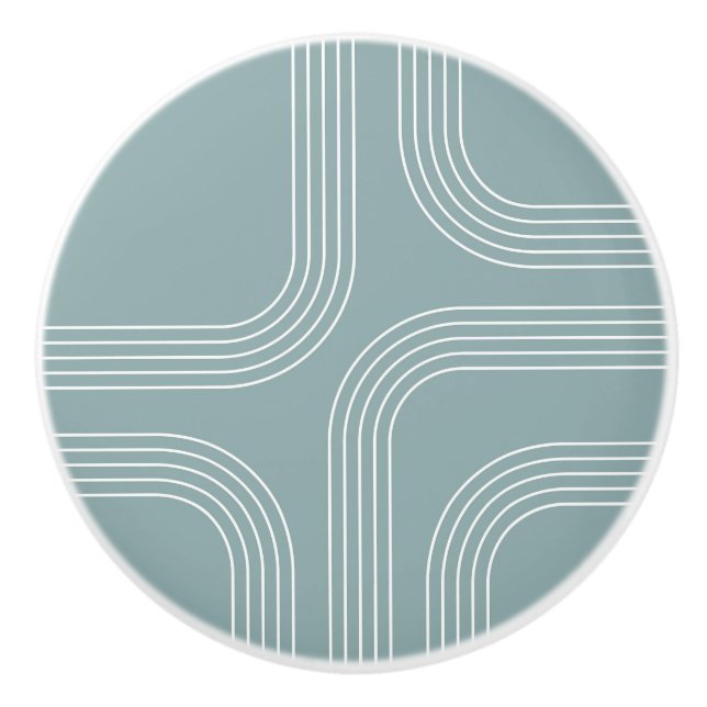 Bouton De Porte En Céramique Art en ligne de style moyen siècle Abstrait (Devant)